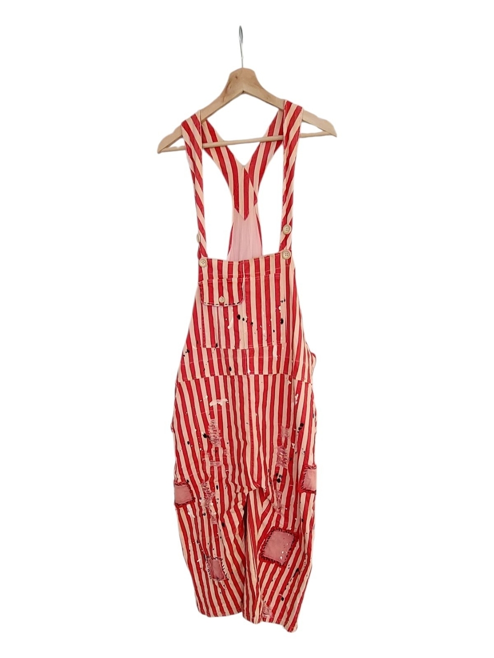 Jaded Gypsy Red and White Striped Overalls ONE SIZE